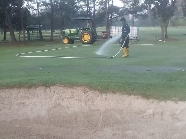 Watering the fairway at the golf course